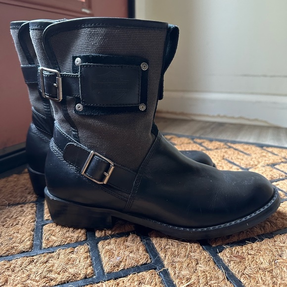 Women's Harley-Davidson motorcycle black leather short boots - Picture 8 of 8